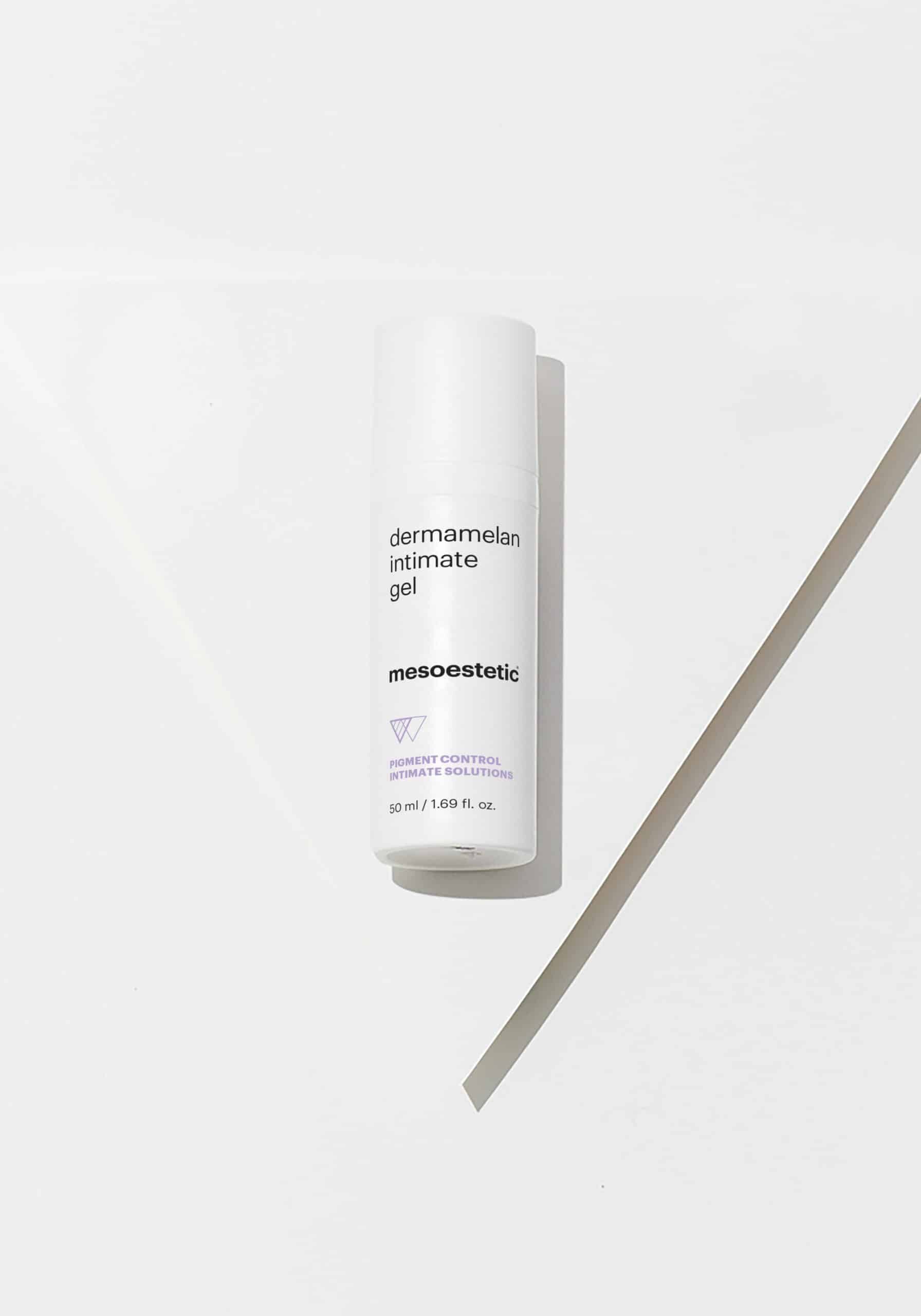 Dermamelan Intimate Gel product bottle photographed on a clean white background for pigmentation control